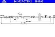 Трос стояночного тормоза CHEVROLET Cruze/OPEL Astra J /L=1814mm ATE 24.3727-0795.2