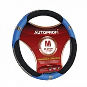 Кожаная оплётка руля AUTOPROFI AP-150 BKBL (M)