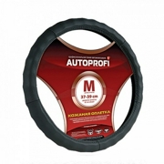 Кожаная оплётка руля AUTOPROFI AP-265 BK (M)