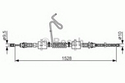 Трос ручного тормоза FORD TRANSIT 00-06 1528мм