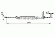 Трос ручного тормоза MB W203 900мм