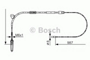 Трос ручного тормоза MB W168 -04 987мм прав.