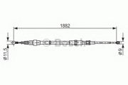 BOSCH 1 987 482 193 Трос ручного тормоза SKODA ROOMSTER 06- 1882мм