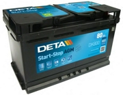 Аккумулятор DETA MICRO-HYBRID 80Ач 800А обратная/п.