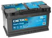 Аккумулятор DETA Start&Stop EFB 75Ач 730А обратная/п.