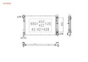 Радиатор охлаждения двигателя, MERCEDES C/SLK Series 2.0/2.5/3.0/2.2 CDi M/A 09/00-, Бачки пластиковые, Соты паяные алюминиевые 650x402x25