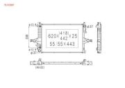 Радиатор охлаждения двигателя, VOLVO S60 / S80 / V70 / XC70* Aut. 7/98-4/10, Бачки пластиковые, Соты паяные алюминиевые 620x418x25