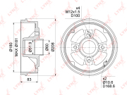 BM1033 LYNXauto Барабан тормозной | зад прав/лев |
