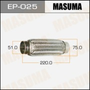 Гофра глушителя MASUMA, усиленная, 3-х слойная, interlock, 51x220