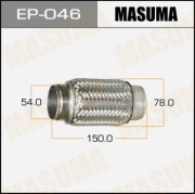 Гофра глушителя MASUMA, усиленная, 3-х слойная, interlock, 54x150