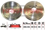 Барабан тормозной CITROEN C1 1.0/1.4 HDi 05-, PEUGEOT 107 1.0/1.4 HDi 05-, TOYOTA AYGO 1.0 05- (200x