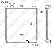 Радиатор MITSUBISHI CANTER FE6 550MM 4D33/34/35 95-96 MC0015