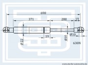 Амортизатор багажника RENAULT KANGOO / NISSAN KUBISTAR L=690mm / 630N