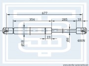 Амортизатор багажника FORD TRANSIT CONNECT --12.2003 L=677mm / 480N