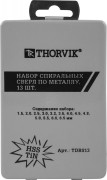 Набор спиральных сверл по металлу HSS TiN в металлическом кейсе, d1.5-6.5 мм, 13 предметов