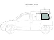 Стекло кузова (собачник) заднее левое CITROEN BERLINGO/PEUGEOT PARTNER 96-08