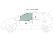 Стекло переднее левое опускное FORD FIESTA 5D HBK 02-08