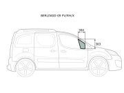 Стекло форточки (уголок) переднее правое CITROEN BERLINGO/PEUGEOT PARTNER 2008-