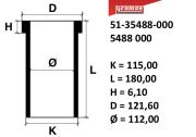 112,00 mm. Гильза K=115, L=180, H=6,1, D=121,6