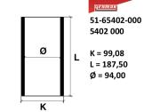 95,00 mm. Гильза K=99,008, L=187,5, H=0, D=99,008