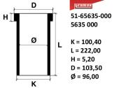 97,00 Mm. Гильза K=100,4, L=222, H=5,2, D=103,5