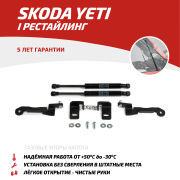 Газовые упоры капота для Skoda Yeti I рестайлинг 2013-2018, 2 шт.,