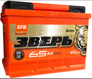 Аккумулятор ЗВЕРЬ EFB 65Ач 680А прямая/п.
